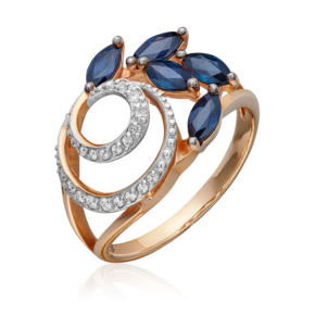 Кольцо из красного золота с сапфирами и бриллиантами 01-1368-00-105-1110-30