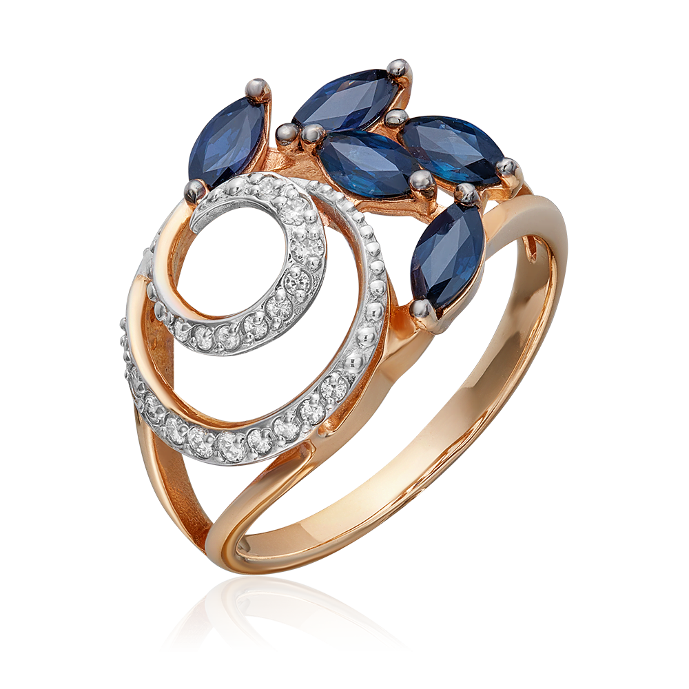 Кольцо из красного золота с сапфирами и бриллиантами 01-1368-00-105-1110-30