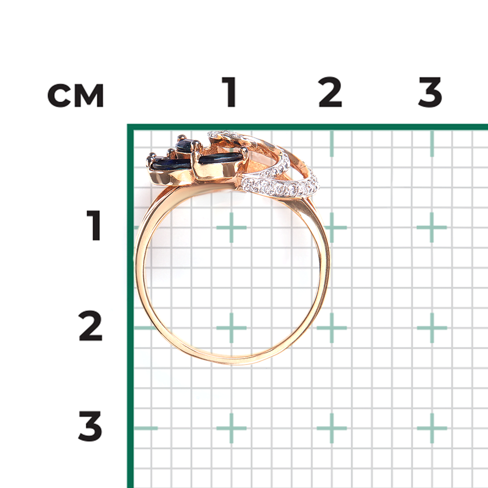 Кольцо из красного золота с сапфирами и бриллиантами 01-1368-00-105-1110-30