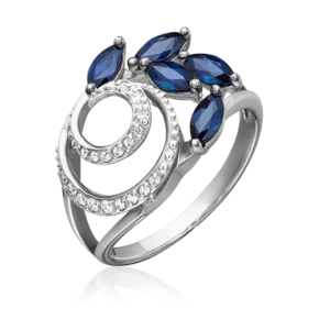 Кольцо из белого золота с сапфирами и бриллиантами 01-1369-00-105-1120-30
