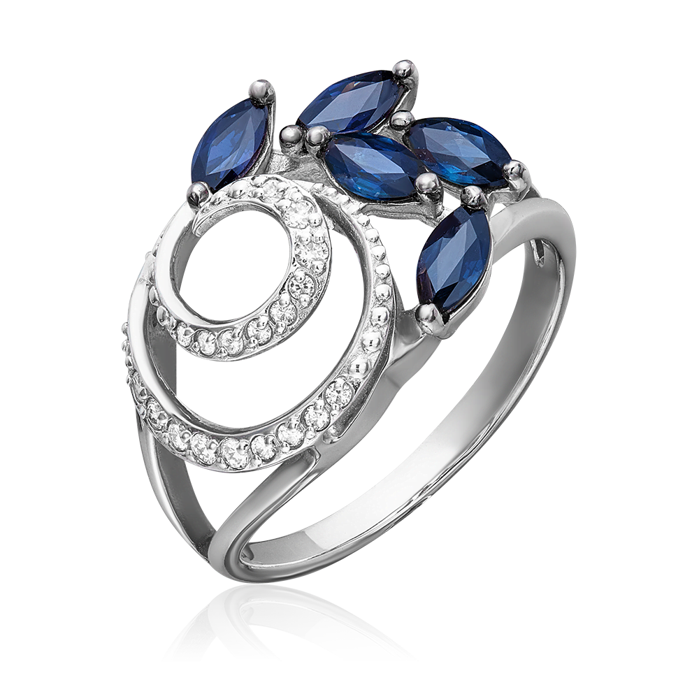 Кольцо из белого золота с сапфирами и бриллиантами 01-1369-00-105-1120-30