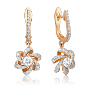 Серьги с английским замком из красного золота с бриллиантами 02-0773-00-101-1110-30