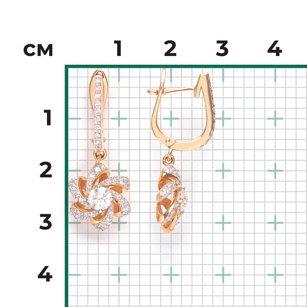 Серьги с английским замком из красного золота с бриллиантами 02-0773-00-101-1110-30