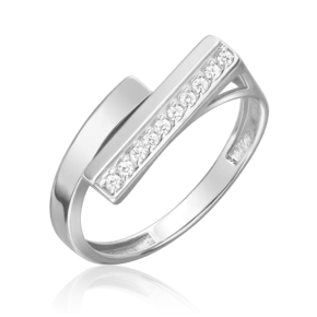 Кольцо из белого золота с фианитами