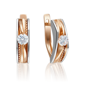 Серьги с английским замком из комбинированного золота с бриллиантом 02-4134-00-101-1111-30