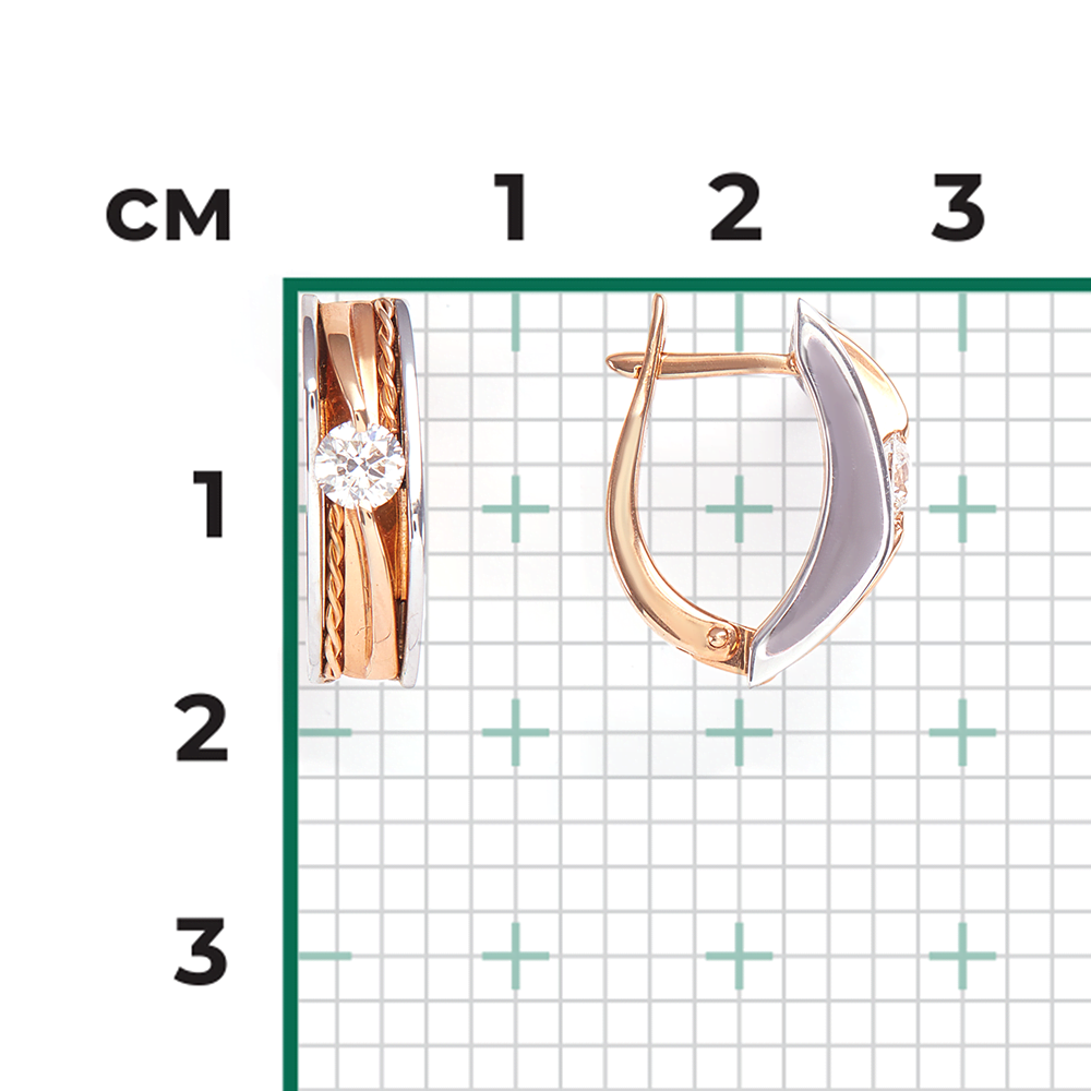 Серьги с английским замком из комбинированного золота с бриллиантом 02-4134-00-101-1111-30