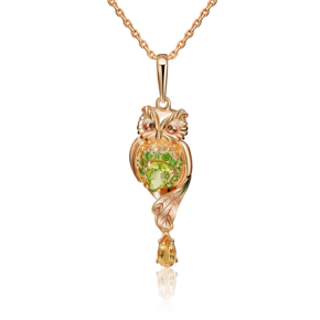 Подвеска «Сова» из красного золота с миксом камней и эмалью 03-2822-00-710-1110-57