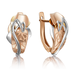 Серьги с английским замком из комбинированного золота 02-4072-00-000-1140-48