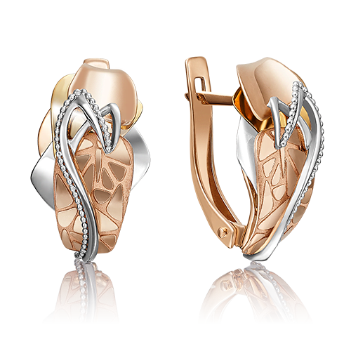 Серьги с английским замком из комбинированного золота 02-4072-00-000-1140-48