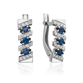 Серьги с английским замком из серебра с фианитами 02-0348-00-404-0200