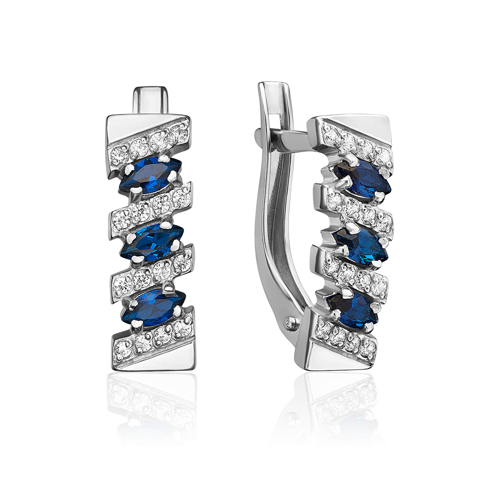 Серьги с английским замком из серебра с фианитами 02-0348-00-404-0200