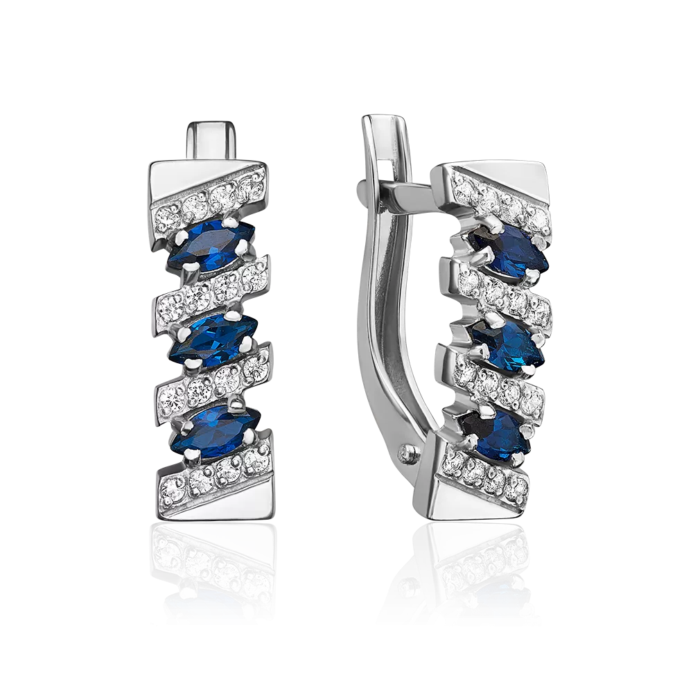 Серьги с английским замком из серебра с фианитами 02-0348-00-404-0200