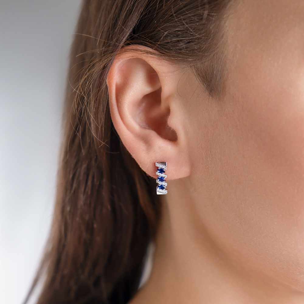 Серьги с английским замком из серебра с фианитами 02-0348-00-404-0200