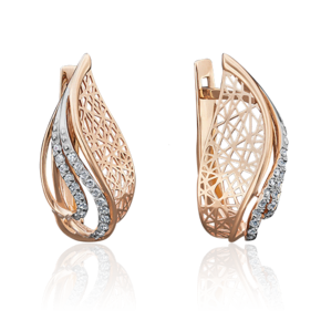 Серьги с английским замком из красного золота с фианитами 02-3754-00-401-1110-32