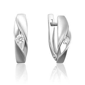 Серьги с английским замком из белого золота с фианитом 02-3756-00-501-1120-38