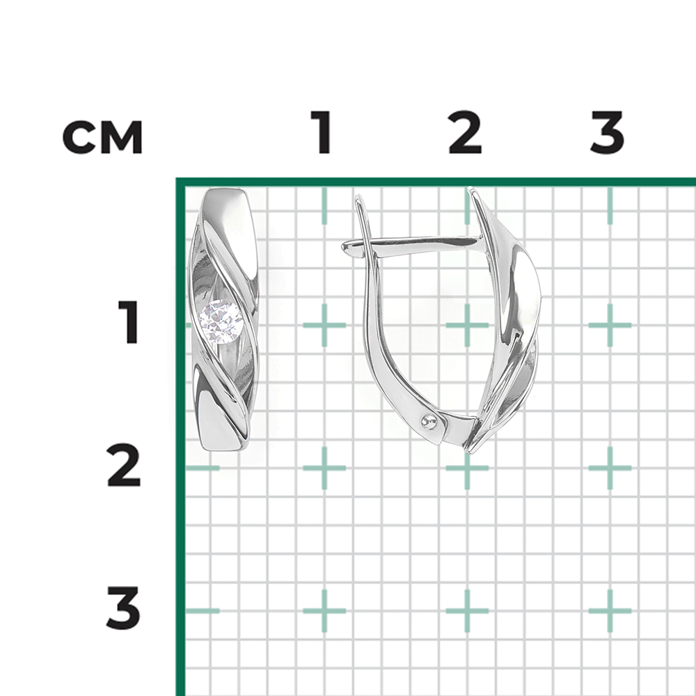 Серьги с английским замком из белого золота с фианитом 02-3756-00-501-1120-38