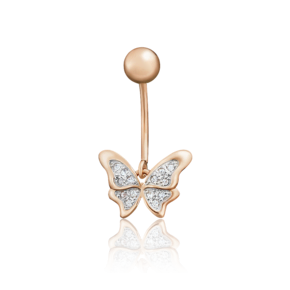 Пирсинг в пупок «Бабочка» из красного золота с синтетическими вставками 06-3323-00-801-1110-55