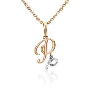 Подвеска «Буква Р» из комбинированного золота 03-2950-Р-000-1111