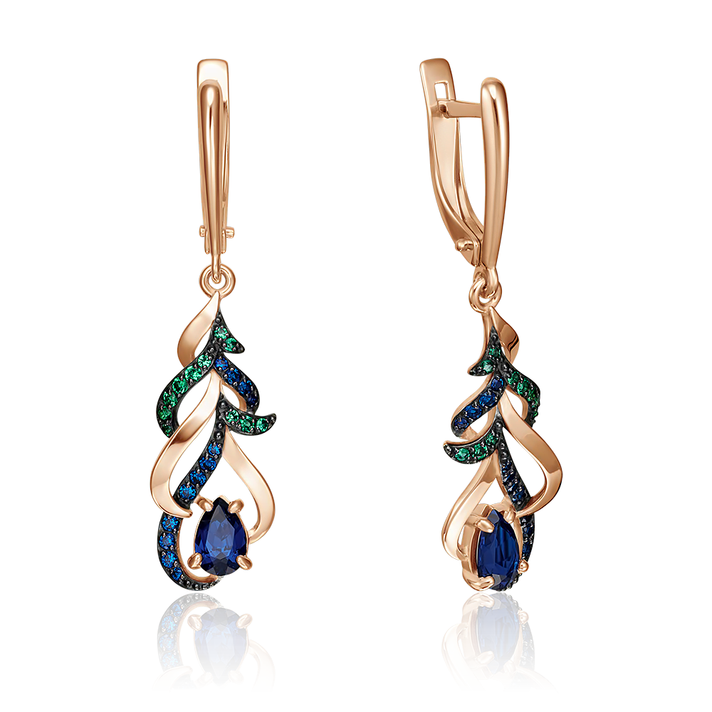 Серьги «Перья» с английским замком из красного золота с фианитами 02-3500-00-404-1110-24