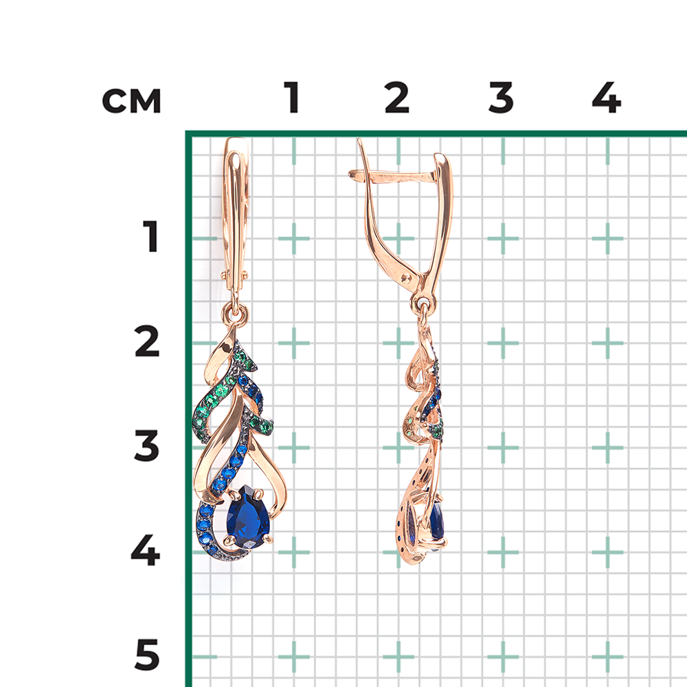 Серьги «Перья» с английским замком из красного золота с фианитами 02-3500-00-404-1110-24