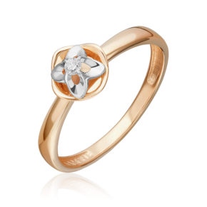 Кольцо из комбинированного золота с бриллиантом 01-5802-00-101-1111