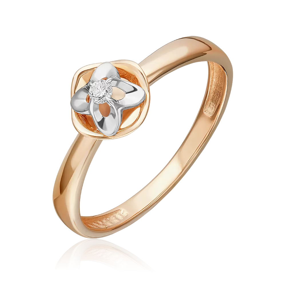 Кольцо из комбинированного золота с бриллиантом 01-5802-00-101-1111