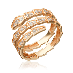 Кольцо «Змея» из красного золота с фианитами 01-5887-00-401-1110