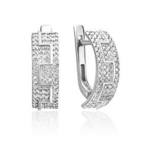 Серьги с английским замком из белого золота с бриллиантами 02-0400-00-101-1120-30