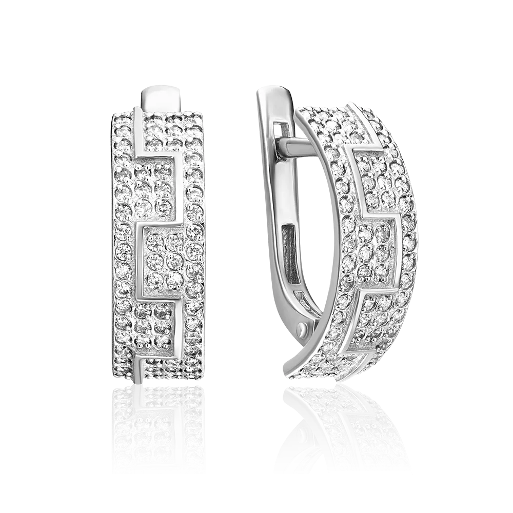 Серьги с английским замком из белого золота с бриллиантами 02-0400-00-101-1120-30