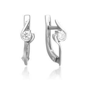 Серьги с английским замком из белого золота с бриллиантом 02-0404-00-101-1120-30