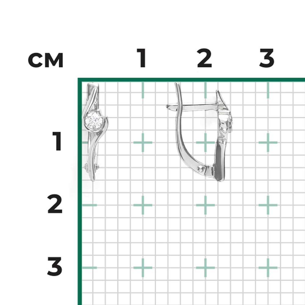Серьги с английским замком из белого золота с бриллиантом 02-0404-00-101-1120-30