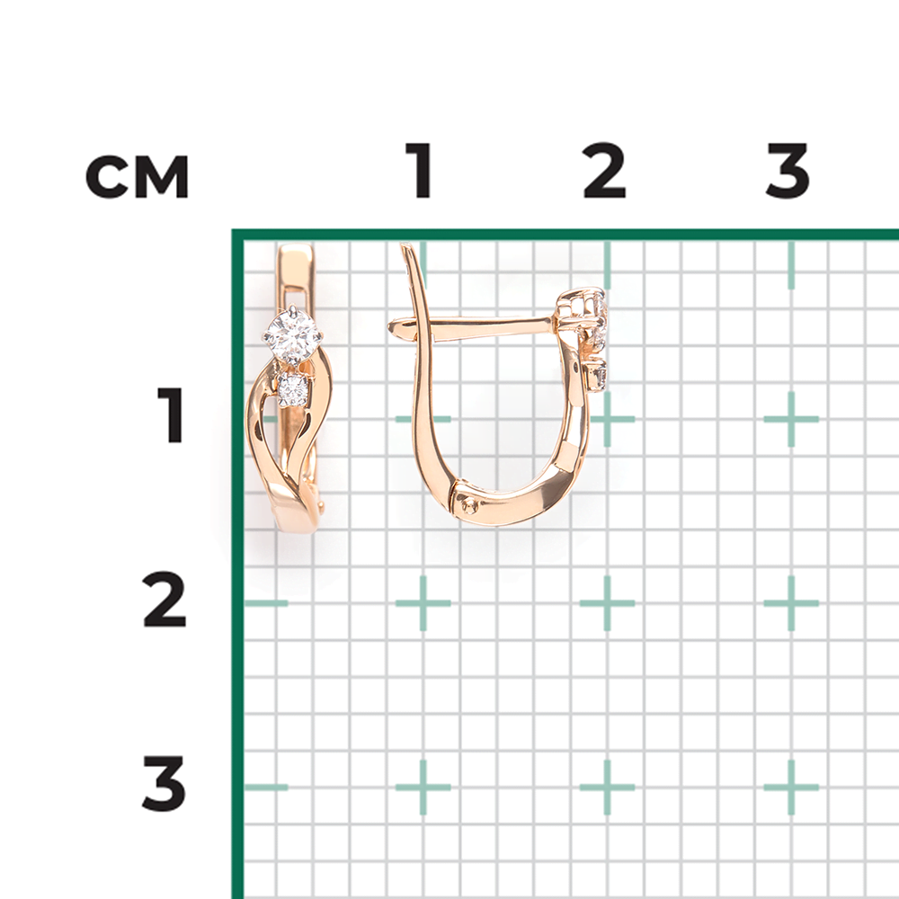 Серьги с английским замком из красного золота с бриллиантами 02-0407-00-101-1110-30