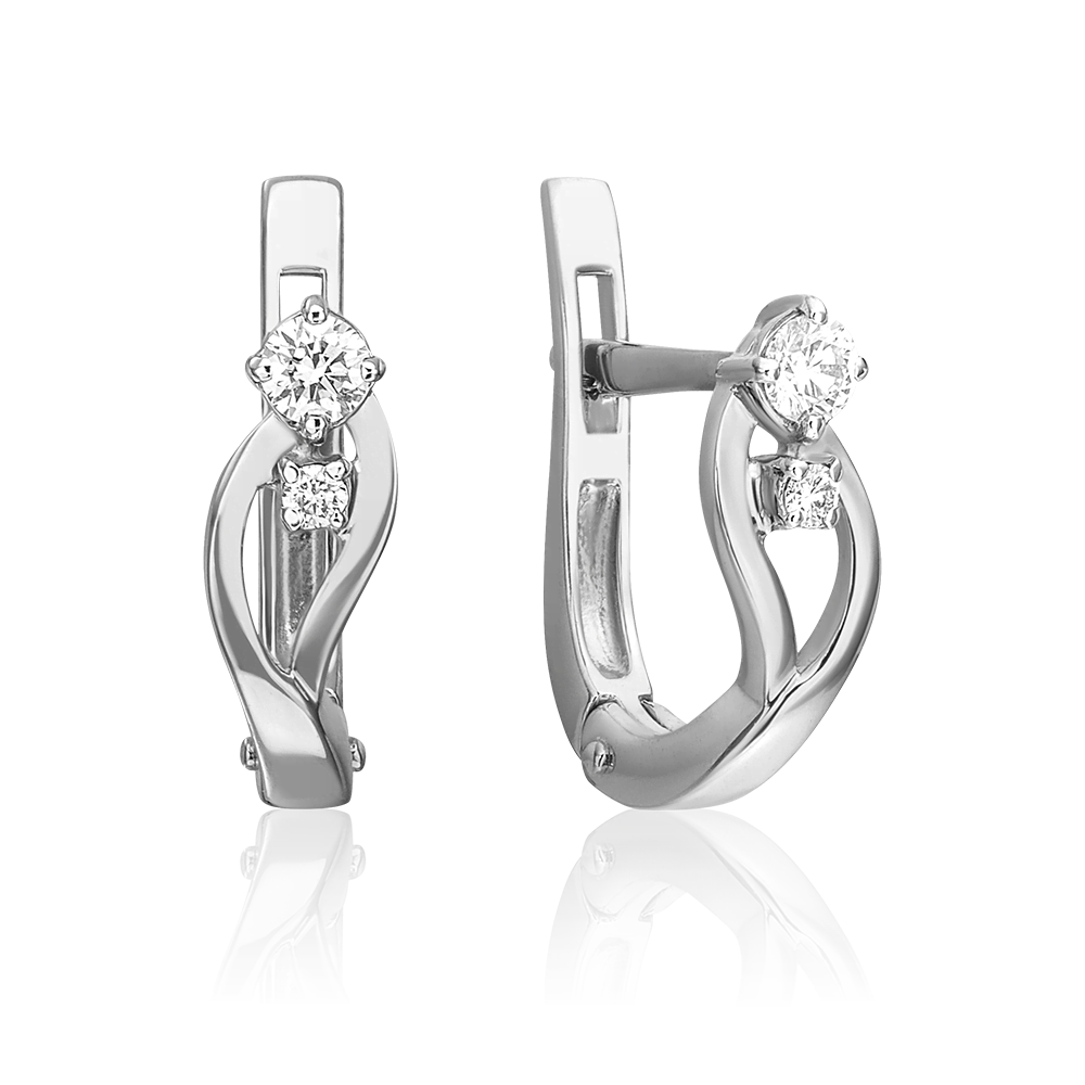 Серьги с английским замком из белого золота с бриллиантами 02-0408-00-101-1120-30