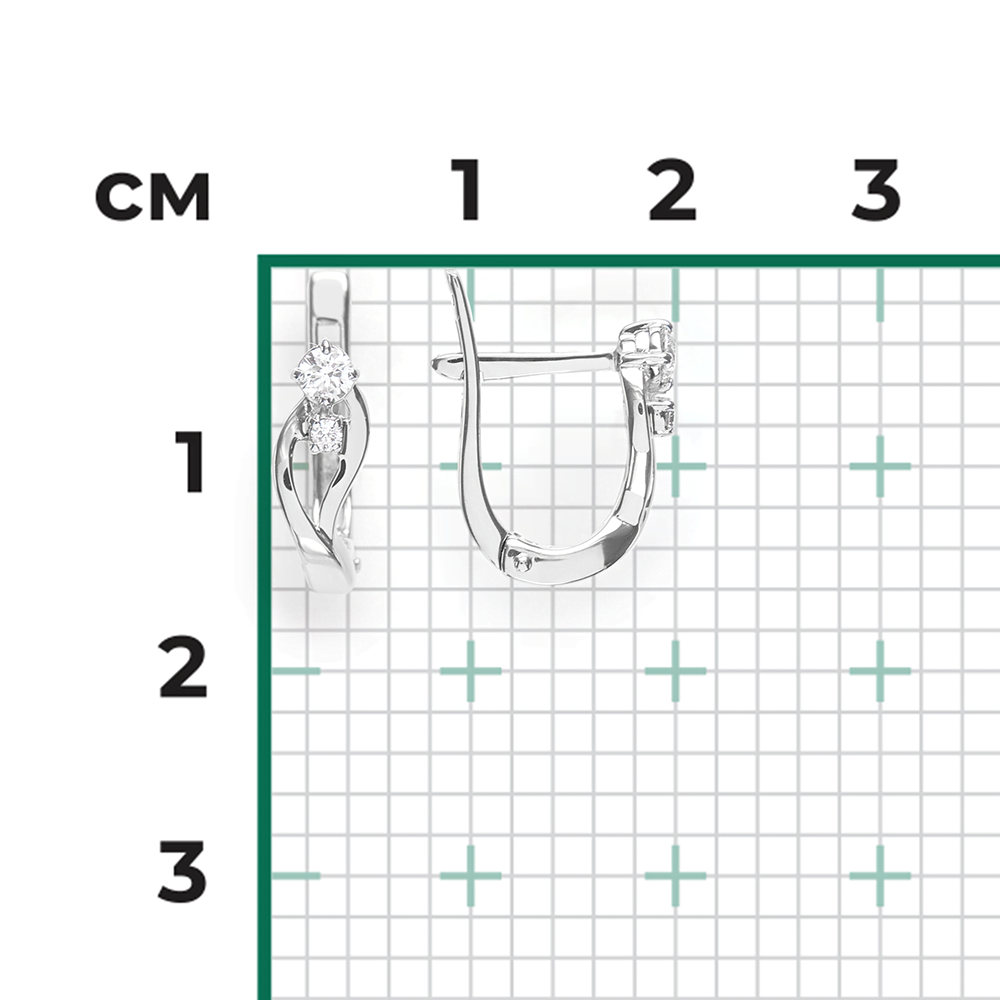 Серьги с английским замком из белого золота с бриллиантами 02-0408-00-101-1120-30
