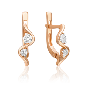 Серьги с английским замком из красного золота с бриллиантами 02-0411-00-101-1110-30