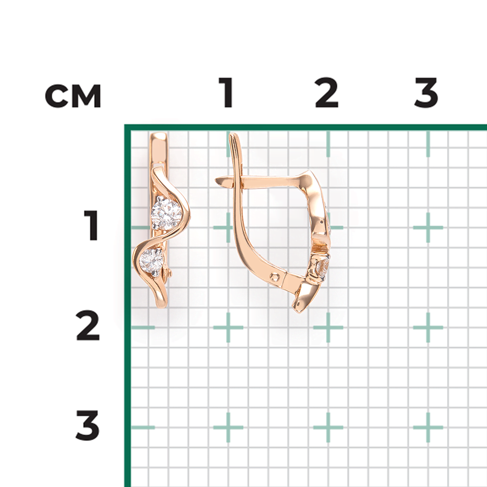 Серьги с английским замком из красного золота с бриллиантами 02-0411-00-101-1110-30