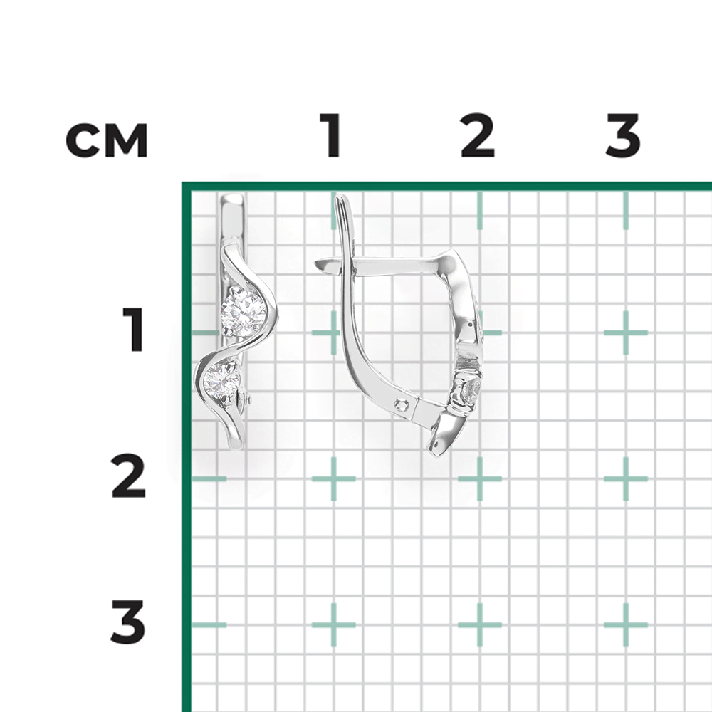 Серьги с английским замком из белого золота с бриллиантами 02-0412-00-101-1120-30