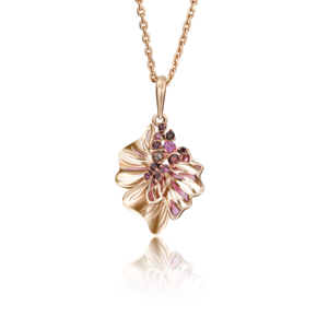 Подвеска из красного золота с гранатами, кварцем дымчатым и эмалью 03-2760-00-705-1110-57