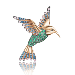 Брошь «Колибри» из красного золота с фианитами 04-0097-00-404-1110-32