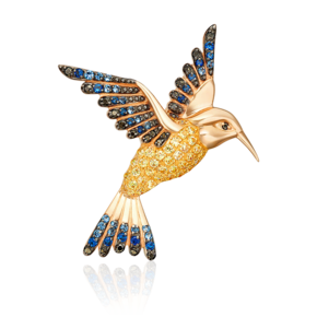 Брошь «Колибри» из красного золота с фианитами 04-0097-01-404-1110-32
