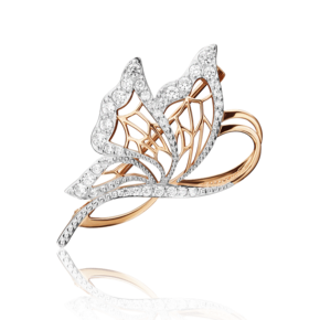 Брошь «Бабочка» из красного золота с фианитами 04-0099-00-401-1110-24