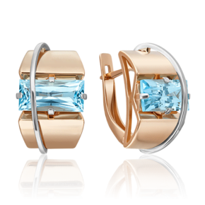 Серьги с английским замком из комбинированного золота с топазом 02-4423-00-201-1111-46