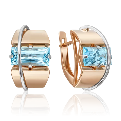 Серьги с английским замком из комбинированного золота с топазом 02-4423-00-201-1111-46