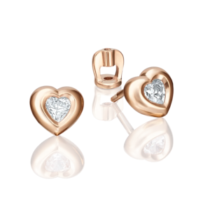 Серьги-пусеты «Сердца» из красного золота с фианитом 02-3685-00-501-1110-38