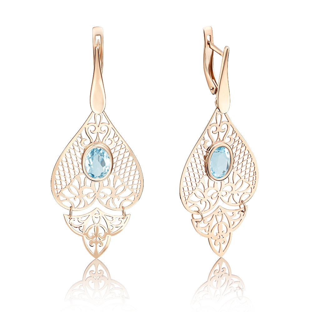 Серьги с английским замком из красного золота с топазом 02-3687-00-201-1110-46