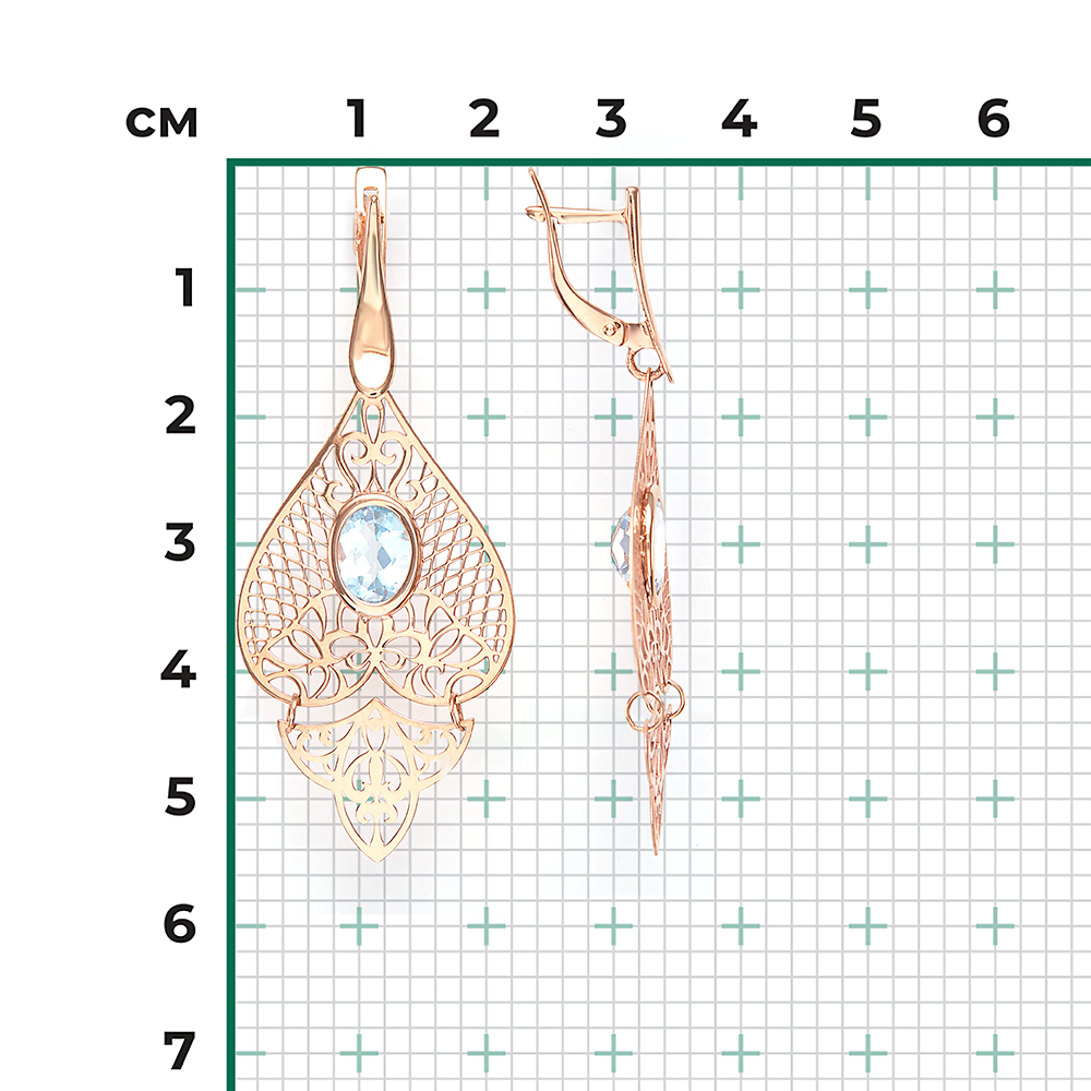 Серьги с английским замком из красного золота с топазом 02-3687-00-201-1110-46