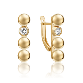 Серьги «Дуэт форм» из лимонного золота с натуральным топазом white 02-4831-00-201-1130