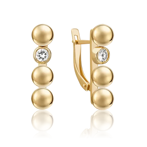 Серьги «Дуэт форм» из лимонного золота с натуральным топазом white 02-4831-00-201-1130