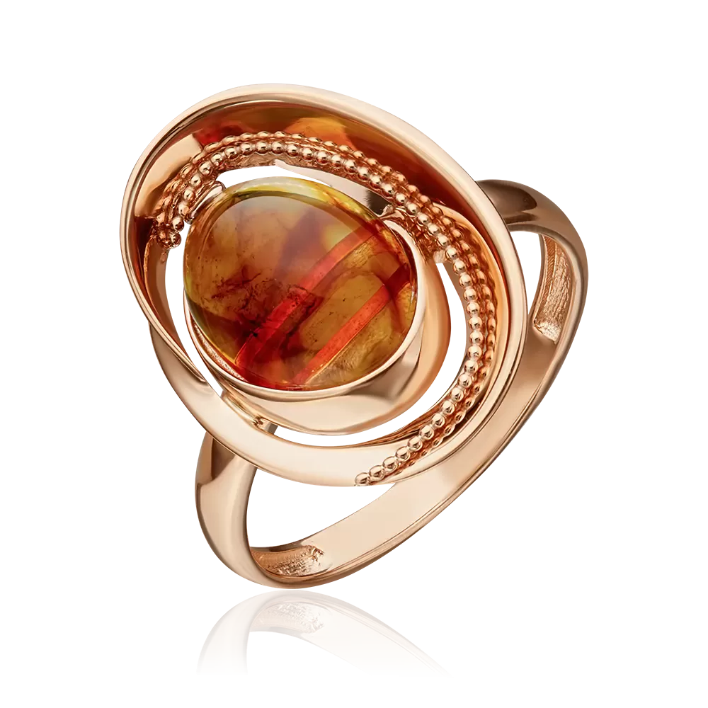 Кольцо из красного золота с янтарём 01-5446-00-271-1110-46