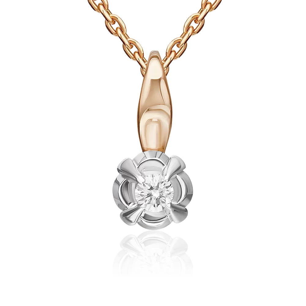 Подвеска из комбинированного золота с бриллиантом 03-3529-00-101-1111